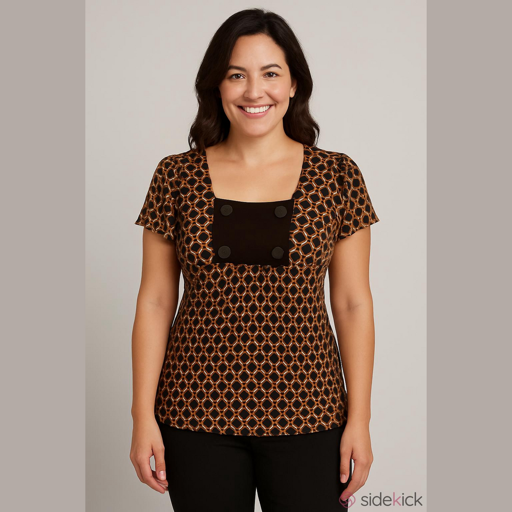 Bay Studio Petite Medium Brown Pullover Blouse